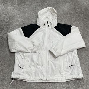 The North Face Hydrenaline Windbreaker Jacket Womens Large White Hoodie Full Zip